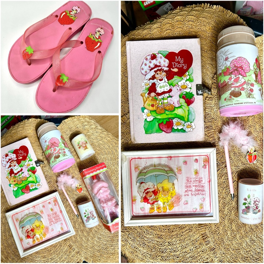 Vintage 2003 Strawberry Shortcake Candles, Diary, Photo Frame, Flip Flop Bundle
